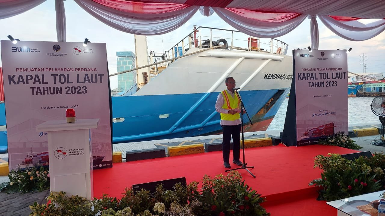 Kemenhub Lepas Pelayaran Perdana Tol Laut Tahun Anggaran 2023 di Surabaya