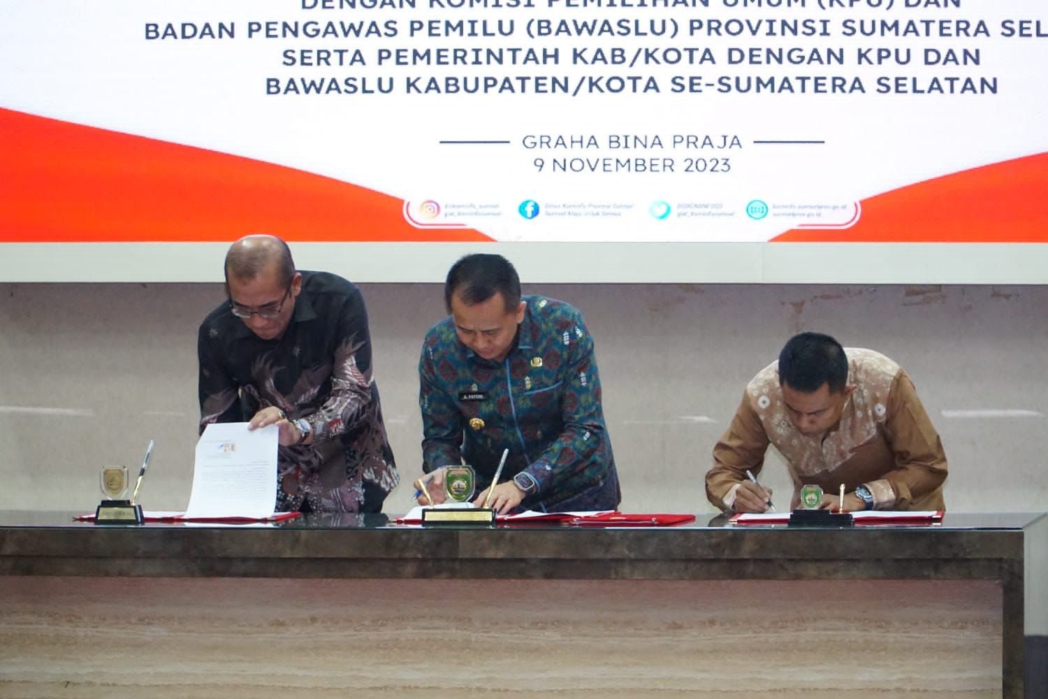 Sukseskan Pemilukada 2024 Pj Gubernur Sumsel Tandatangani NPHD