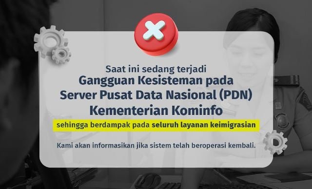 Server PDN Gangguan, Imigrasi Tetap Layani Perlintasan dan Permohonan Paspor