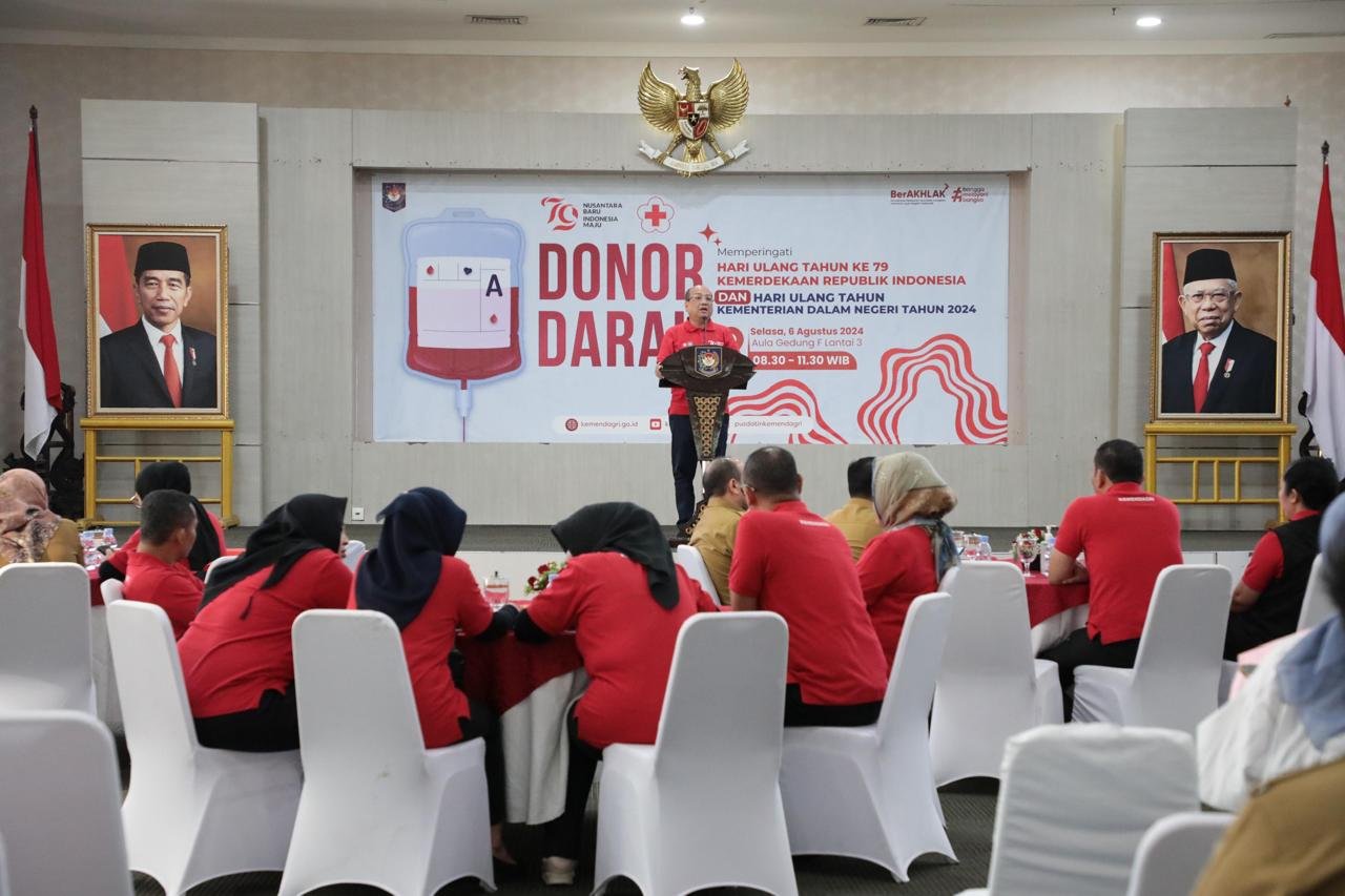 Gelar Donor Darah Dalam Peringati HUT ke-79 Kemerdekaan RI dan Kemendagri, Plh Dirjen Bina Keuda Apresiasi para Pendonor