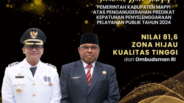 Pemkab Mappi Raih Predikat Kepatuhan Tinggi Layanan Publik 2024 dari Ombudsman