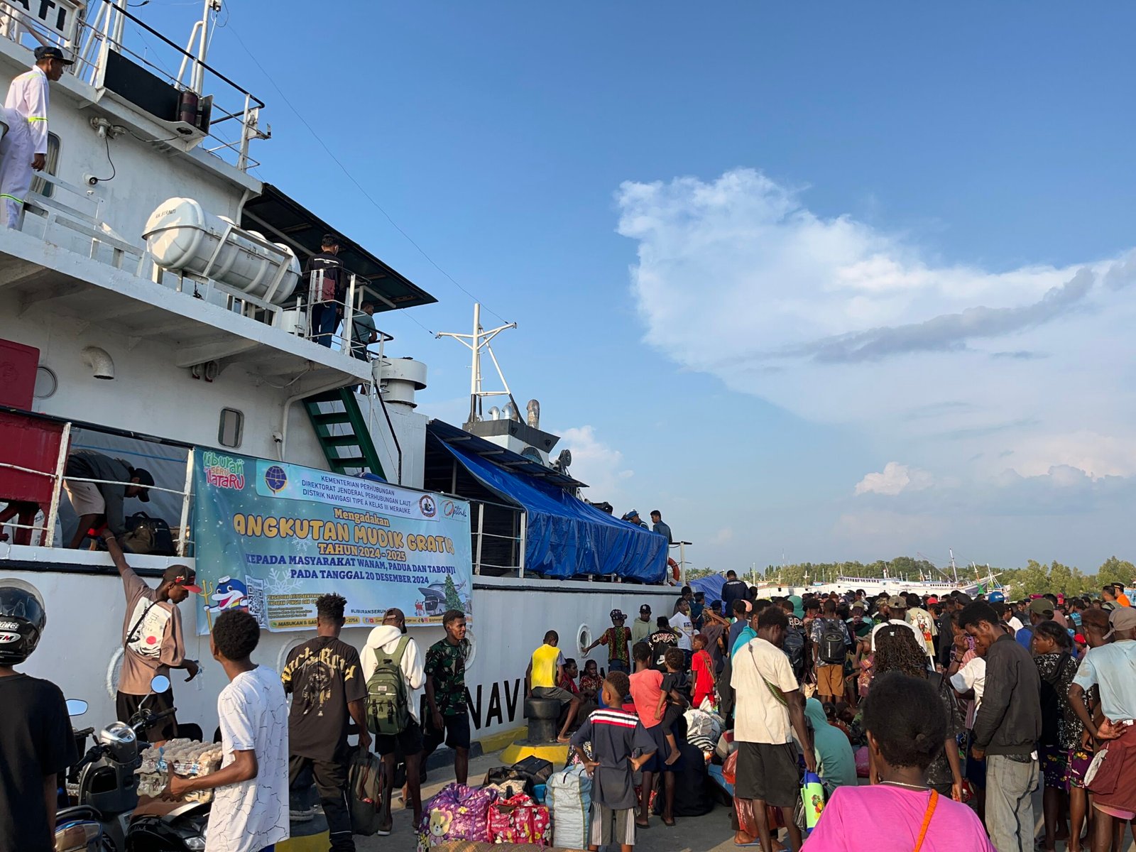 Mudik Gratis Libur Seru Nataru di Pelabuhan Merauke, KN. Merpati Angkut 250 Penumpang 