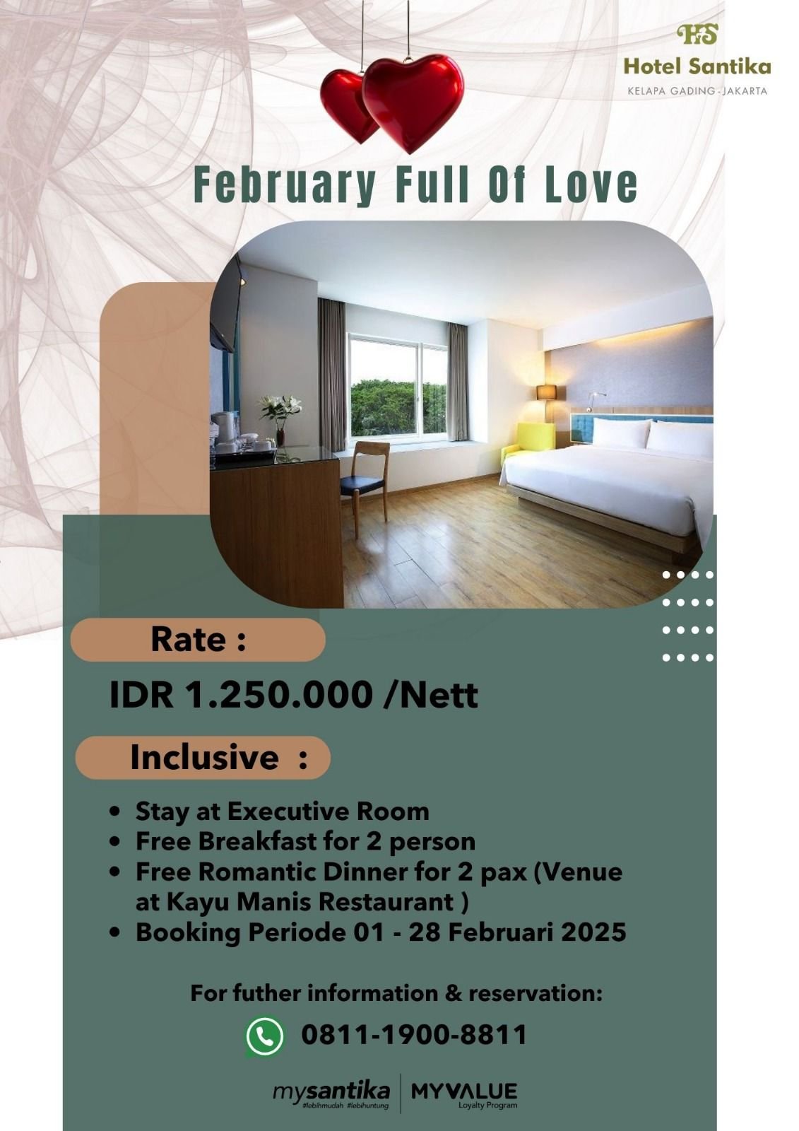 Sambut Hari Kasih Sayang, Hotel Santika Kelapa Gading Hadirkan Promo February Full of Love