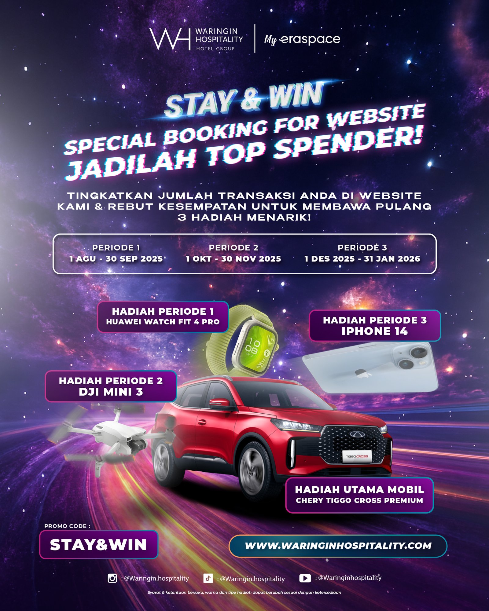 Booking Hotel di Website Resmi WHHG, Menangkan iPhone 14 hingga Mobil SUV Chery!