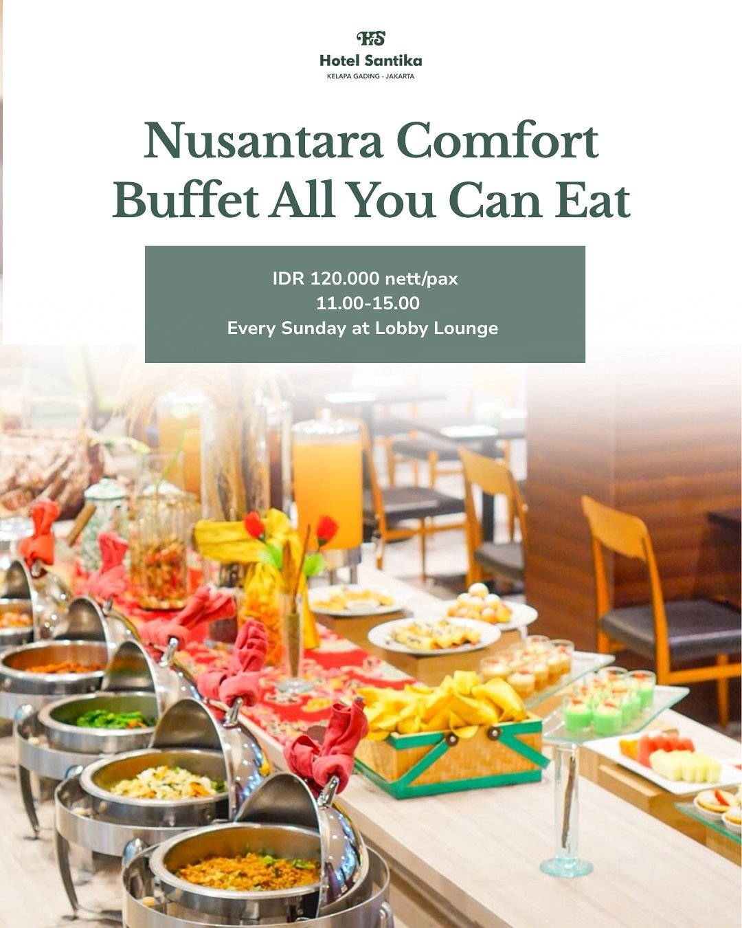 Cukup Rp120 Ribu, Hotel Santika Kelapa Gading Tawarkan Buffet Kuliner Nusantara Sepuasnya!