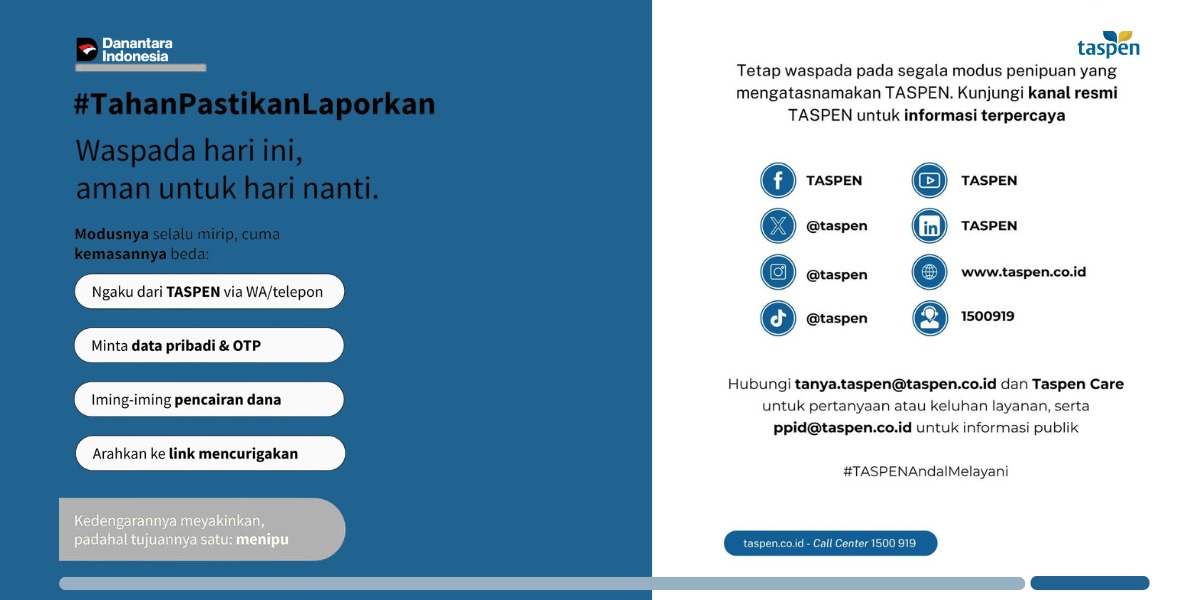 Modus Penipuan Mengatasnamakan TASPEN Kian Marak, Masyarakat Diminta Lebih Waspada