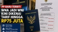 WNA Jadi WNI Kini Dikenai Tarif hingga Rp75 Juta WNA Jadi WNI Kini Dikenai Tarif hingga Rp75 Juta