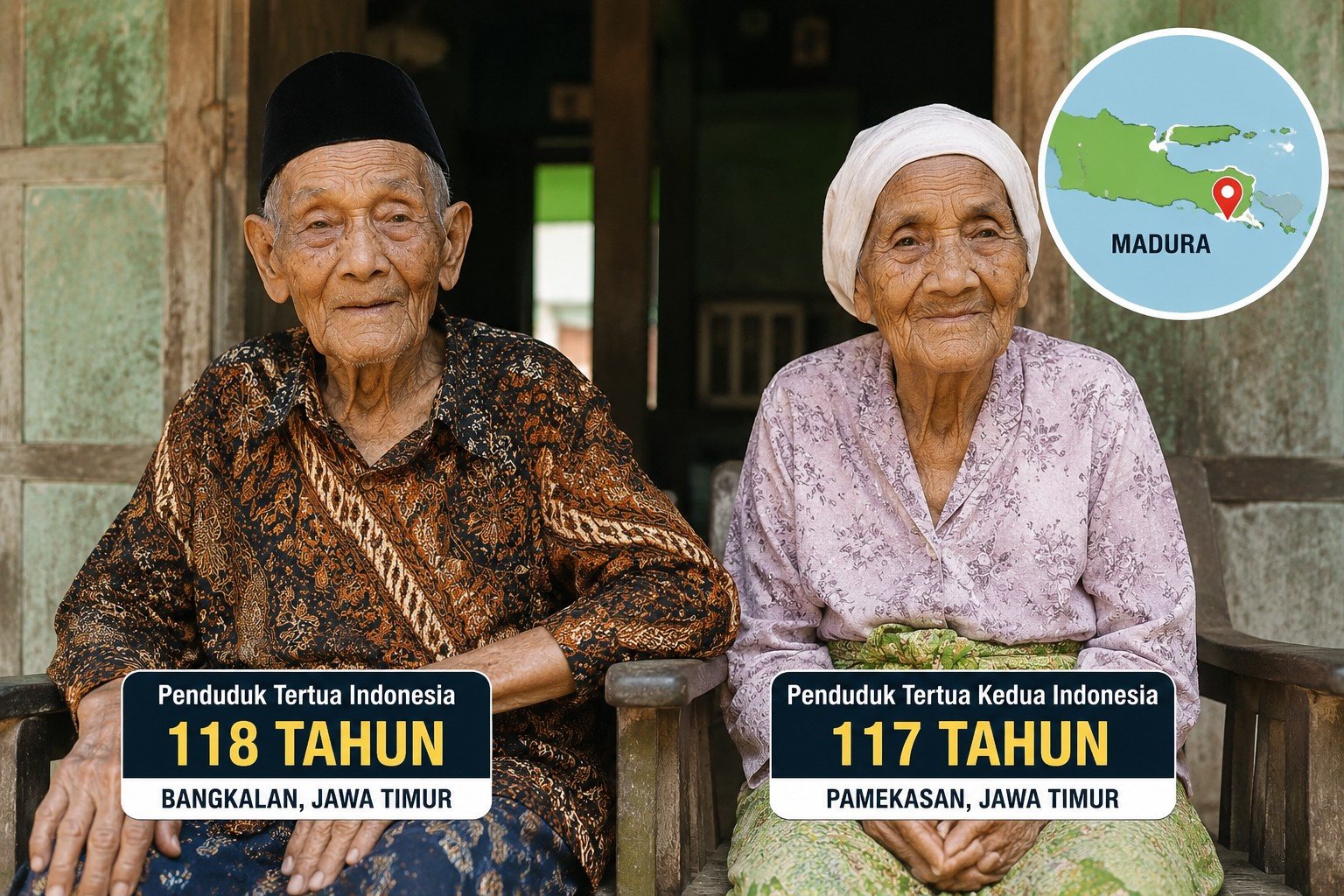 Dua Orang Tertua di Indonesia Ternyata Berasal dari Madura, Usianya 118 dan 117 Tahun