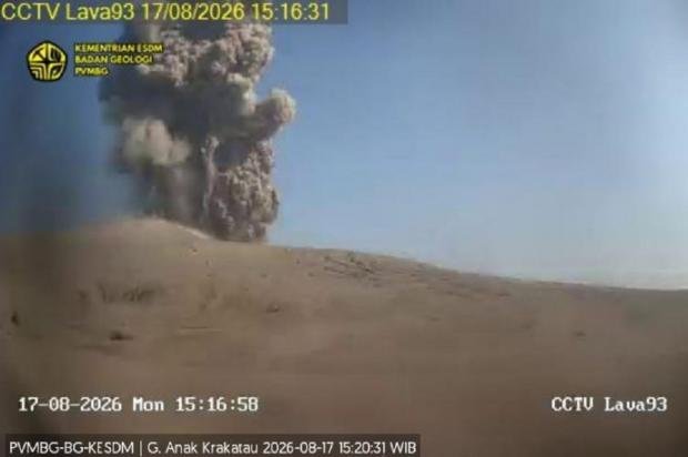 Gunung Anak Krakatau Meletus 19 Kali pada 17 Agustus, Abu Vulkanik Capai 400 Meter