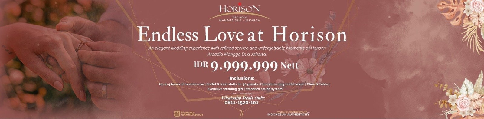 Horison Arcadia Mangga Dua Tawarkan Paket Wedding Mulai Rp9,9 Juta